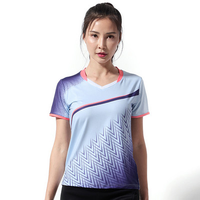 Jauni sieviešu ātri žūstoši elpojoši, viegli galda tenisa sporta tērpi vīriešiem ar īsām piedurknēm galda tenisa treniņu tērpi -40