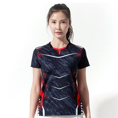 Jauni sieviešu ātri žūstoši elpojoši, viegli galda tenisa sporta tērpi vīriešiem ar īsām piedurknēm galda tenisa treniņu tērpi -40