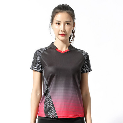 Jauni sieviešu ātri žūstoši elpojoši, viegli galda tenisa sporta tērpi vīriešiem ar īsām piedurknēm galda tenisa treniņu tērpi -40