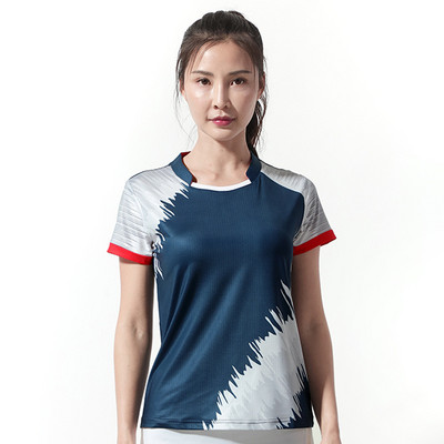 Jauni sieviešu ātri žūstoši elpojoši, viegli galda tenisa sporta tērpi vīriešiem ar īsām piedurknēm galda tenisa treniņu tērpi -40