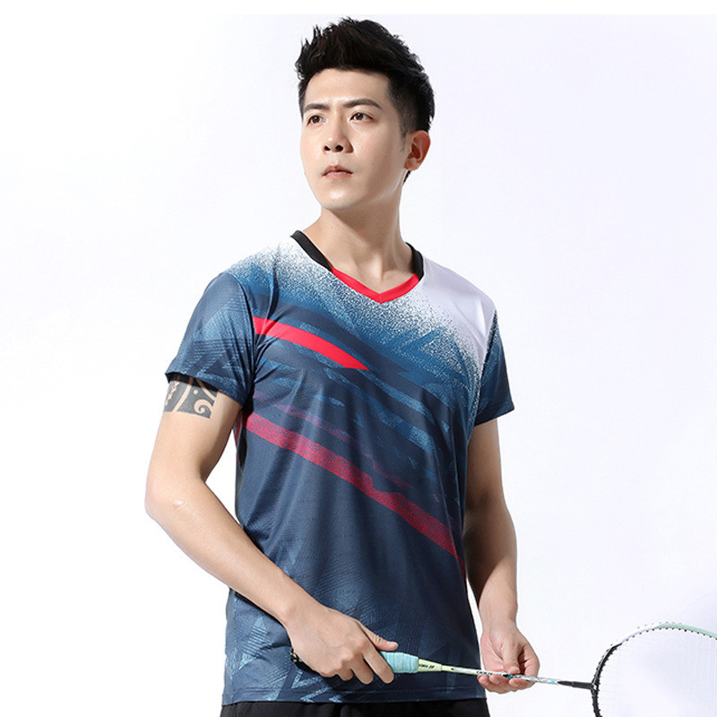 Jauni sieviešu ātri žūstoši elpojoši, viegli galda tenisa sporta tērpi vīriešiem ar īsām piedurknēm galda tenisa treniņu tērpi -40