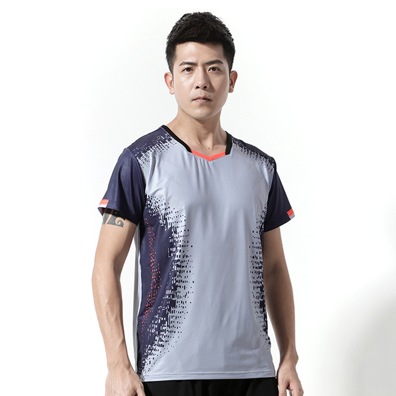 Jauni sieviešu ātri žūstoši elpojoši, viegli galda tenisa sporta tērpi vīriešiem ar īsām piedurknēm galda tenisa treniņu tērpi -40