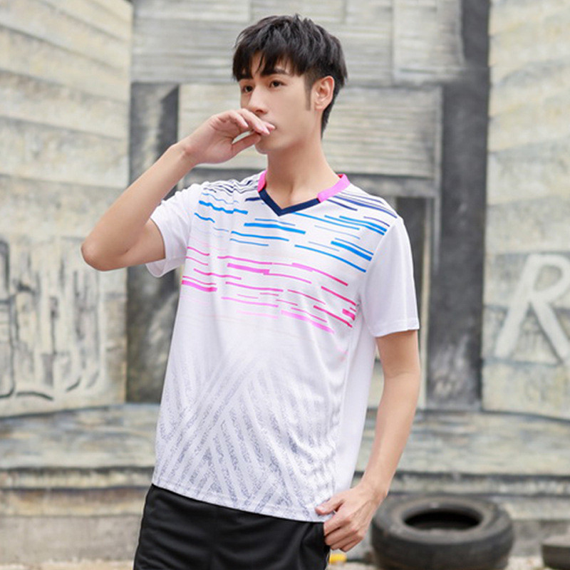 Jauni sieviešu ātri žūstoši elpojoši, viegli galda tenisa sporta tērpi vīriešiem ar īsām piedurknēm galda tenisa treniņu tērpi -40