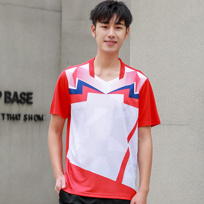 Jauni sieviešu ātri žūstoši elpojoši, viegli galda tenisa sporta tērpi vīriešiem ar īsām piedurknēm galda tenisa treniņu tērpi -40