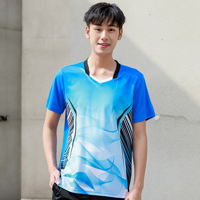 Jauni sieviešu ātri žūstoši elpojoši, viegli galda tenisa sporta tērpi vīriešiem ar īsām piedurknēm galda tenisa treniņu tērpi -40