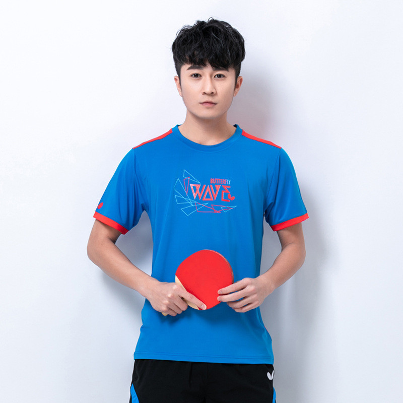 Vīriešu āra Sports Fitness Īsām piedurknēm apaļš kakla galda tenisa T krekls Ātri Dry Badminton Ping Pong Džērsija Apģērbi Sporta apģērbi