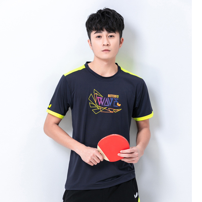 Vīriešu āra Sports Fitness Īsām piedurknēm apaļš kakla galda tenisa T krekls Ātri Dry Badminton Ping Pong Džērsija Apģērbi Sporta apģērbi