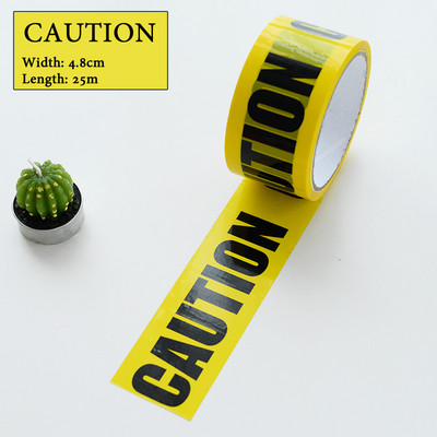 1 / ritinys 48 mm x 25 m Geltonos įspėjamosios juostos Atsargiai Laikykitės ženklą Užtvaros saugos priminimo lipdukas parduotuvės sandėlio gamyklos mokyklai