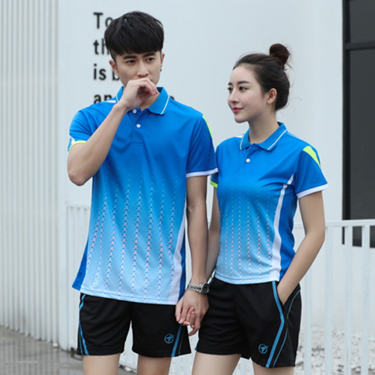 Nolaižama apkakle Piestiprināma pāriem Vīriešu/sieviešu tenisa krekli šortu komplekts sporta badmintons galda tenisa apģērbs Džērsija