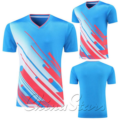 Čempionāts ĶĪNA Vīriešu sieviešu galda tenisa krekliņi, poliestera elpojoši ātri žūstoši komandas sporta krekli, zēnu galda tenisa apģērbi