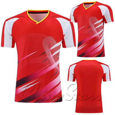 Čempionāts ĶĪNA Vīriešu sieviešu galda tenisa krekliņi, poliestera elpojoši ātri žūstoši komandas sporta krekli, zēnu galda tenisa apģērbi