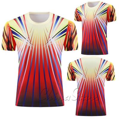 Čempionāts ĶĪNA Vīriešu sieviešu galda tenisa krekliņi, poliestera elpojoši ātri žūstoši komandas sporta krekli, zēnu galda tenisa apģērbi