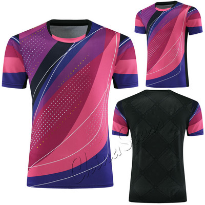 Čempionāts ĶĪNA Vīriešu sieviešu galda tenisa krekliņi, poliestera elpojoši ātri žūstoši komandas sporta krekli, zēnu galda tenisa apģērbi