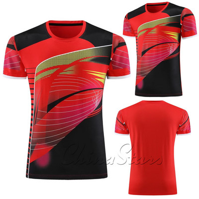 Čempionāts ĶĪNA Vīriešu sieviešu galda tenisa krekliņi, poliestera elpojoši ātri žūstoši komandas sporta krekli, zēnu galda tenisa apģērbi