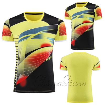 Čempionāts ĶĪNA Vīriešu sieviešu galda tenisa krekliņi, poliestera elpojoši ātri žūstoši komandas sporta krekli, zēnu galda tenisa apģērbi