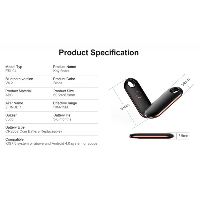 Pret pazaudētu atslēgu meklētājs Smart Bluetooth 4.2 GPS izsekotājs trauksmes maka atslēgas meklētājs, mājdzīvnieku suņu bērnu izsekošanas meklētājs