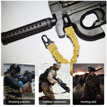 Военно армейско оборудване, регулируема тактическа ремък за пушка, 1/2 точки, каишка за ремък за пушка с бънджи с предпазен колан с кука