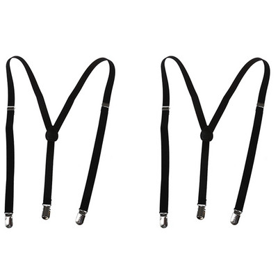 2X Bretele elastice cu clemă metalică reglabilă pentru adulți Bretele negre