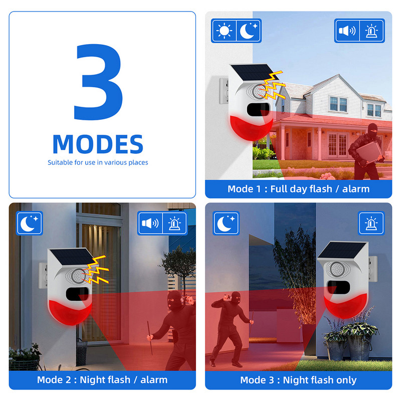 Tuya WiFi välispäikese PIR-infrapuna-alarm juhtmevaba sireen koduvalve häiresüsteem veekindel strobe-sireenrakenduse kaugjuhtimispult