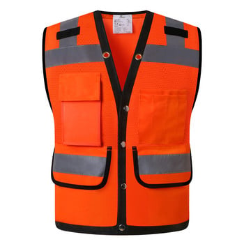 Γιλέκο ασφαλείας Hi Vis Reflective Surveryor Πορτοκαλί διχτυωτό γιλέκο ασφαλείας Μπουφάν υψηλής ορατότητας για εργασία