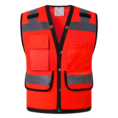 Hi Vis drošības veste atstarojoša Surveryor Orange Mesh drošības vestes jaka Labi redzams darba apģērbs