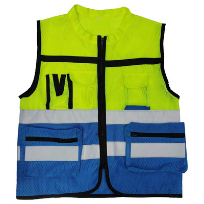 Светлоотразителна жилетка за колоездене Строителна предпазна жилетка Облекло за проверка на трафика Нощно предупреждение Шофиране на кола Светлоотразително облекло