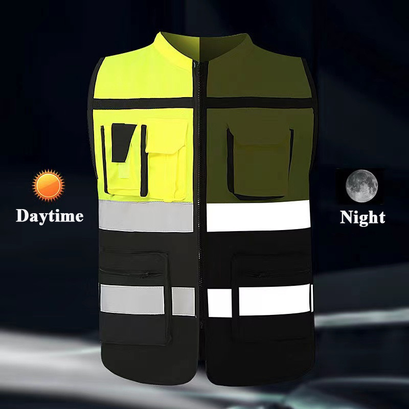 Светлоотразителна жилетка за колоездене Строителна предпазна жилетка Облекло за проверка на трафика Нощно предупреждение Шофиране на кола Светлоотразително облекло