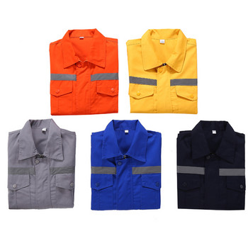 Здравословно работно яке с дълъг ръкав, полипамучно леко отразяващо работно облекло, риза
