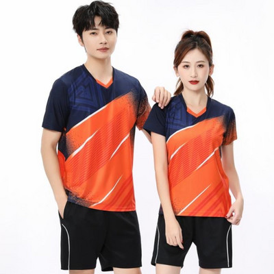 Vyrai / moterys / vaikai Nauji badmintono stalo teniso marškinėliai Drabužiai Treniruotės Pratimai Kvėpuojantis greitai džiūstantis audinys