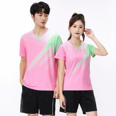 Vyrai / moterys / vaikai Nauji badmintono stalo teniso marškinėliai Drabužiai Treniruotės Pratimai Kvėpuojantis greitai džiūstantis audinys