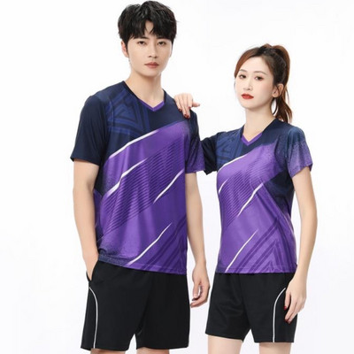 Vyrai / moterys / vaikai Nauji badmintono stalo teniso marškinėliai Drabužiai Treniruotės Pratimai Kvėpuojantis greitai džiūstantis audinys