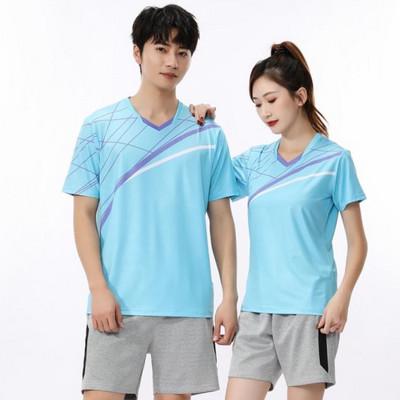 Vyrai / moterys / vaikai Nauji badmintono stalo teniso marškinėliai Drabužiai Treniruotės Pratimai Kvėpuojantis greitai džiūstantis audinys