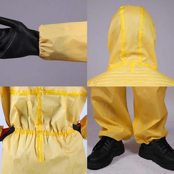 Едно парче защитно облекло за работа с химикали Работен гащеризон Защита, устойчива на опасни химикали, сярна киселина и алкали