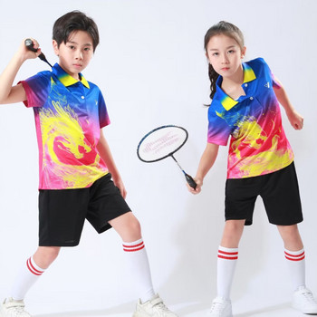 Παιδική πινγκ πονγκ Πουκάμισο μπάντμιντον Άσκηση αθλητικά ρούχα Γρήγορο στέγνωμα ύφασμα υψηλής ποιότητας