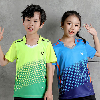 Παιδικά ρούχα μπάντμιντον για αγόρια και κορίτσια Ρούχα πινγκ πονγκ Κοντομάνικη ομαδική προπόνηση μπλούζα με εκτύπωση