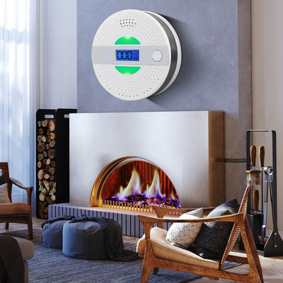 2 în 1 LED Digital Co/Alarma de fum Detector de monoxid de carbon Senzor de avertizare vocală Protecție pentru securitatea casei Sensibilitate ridicată