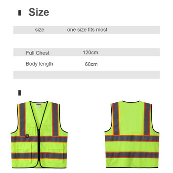 Строителни предпазни жилетки с висока видимост, светлоотразителни с джобове, отпечатано лого на работно облекло