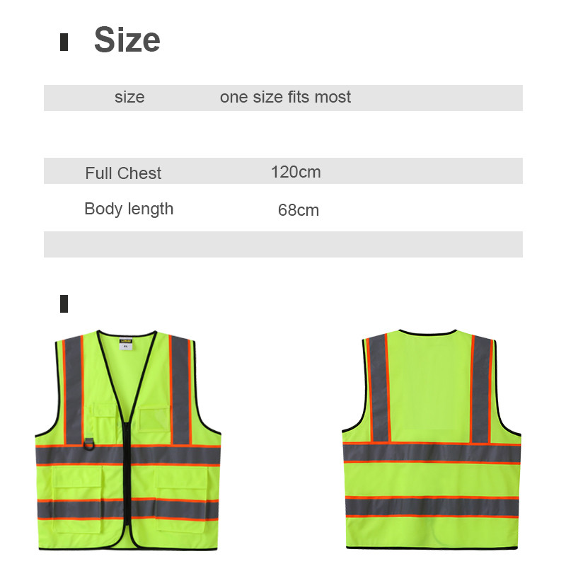 Labi redzamas celtniecības drošības vestes ar kabatām, darba apģērba logotipa apdruka