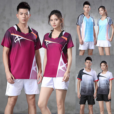 Нови дамски бързосъхнещи дишащи леки спортни костюми за тенис на маса с къс ръкав за мъже, тренировъчни костюми за тенис на маса