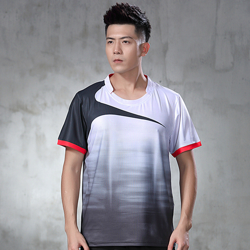 Nauji greitai džiūstantys, kvėpuojantys lengvi, lengvi trumpomis rankovėmis stalo teniso sportiniai drabužiai vyrams stalo teniso treniruočių kostiumai