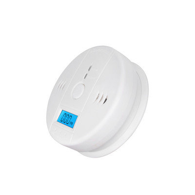 1 tk kõrge tundlikkusega CO-gaasiandur, vingugaasi häire, akuga töötav hotelli LCD-ekraan valge kodu professionaalne turvalisus