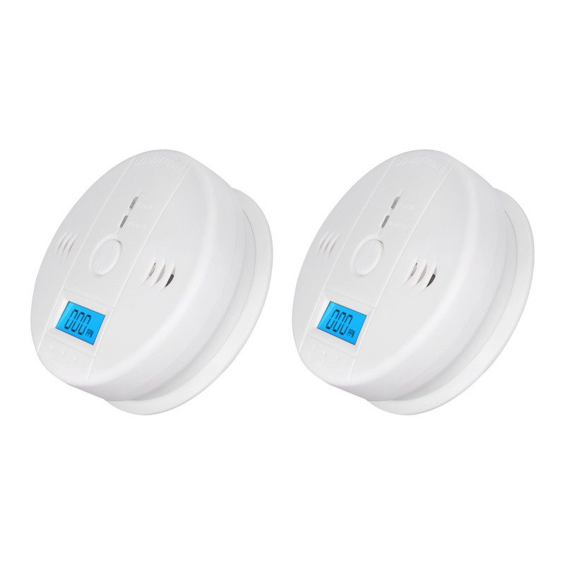 1 tk kõrge tundlikkusega CO-gaasiandur, vingugaasi häire, akuga töötav hotelli LCD-ekraan valge kodu professionaalne turvalisus