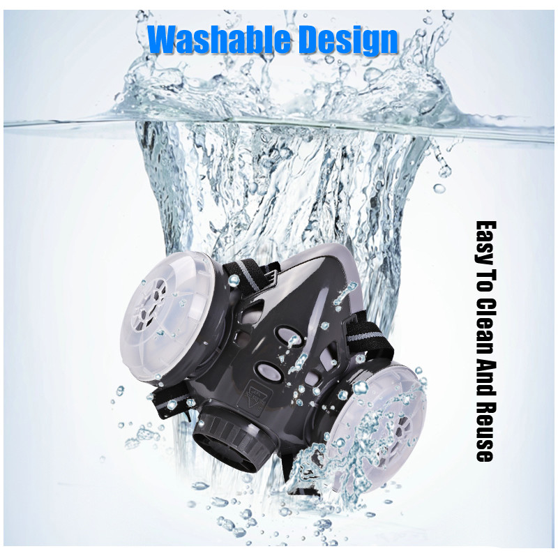 Jauna Putekļu maska Respirators Dual Filter Pusmaska ar aizsargbrillēm galdnieka celtnieku pulēšanai Putekļu necaurlaidīgi +10 filtri