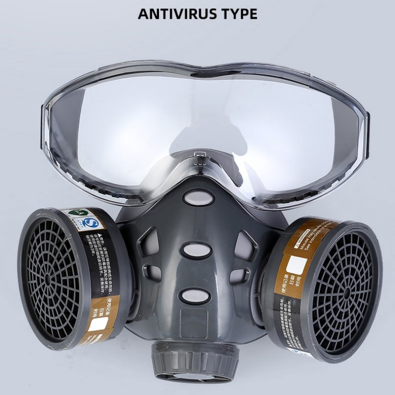 Tolmuvastane respiraator keemiline näomask gaasivärv pestitsiidipihustav kumm koos filtri hingamisklapiga laboriaia turvalisuse jaoks