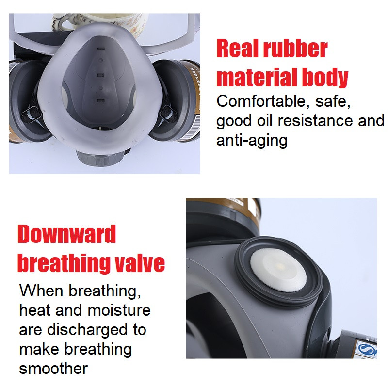 Tolmuvastane respiraator keemiline näomask gaasivärv pestitsiidipihustav kumm koos filtri hingamisklapiga laboriaia turvalisuse jaoks