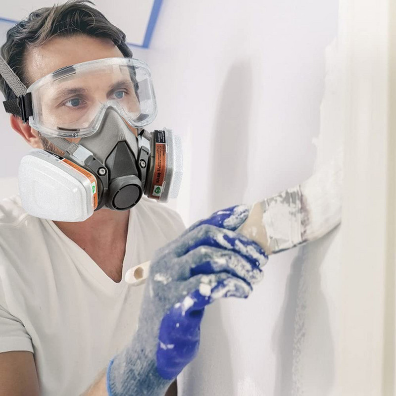 Daugkartinio naudojimo 6200 kaukės veido dangtelis su filtrais dažymui dulkių mašina organinių garų poliravimui su filtrų medvilniniais akiniais nuo rasojimo