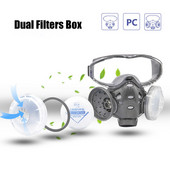 Új pormaszkos légzőkészülék védőszemüveggel, szélálló, kettős szűrős teljes arcmaszk építőipari polírozáshoz, ács porálló