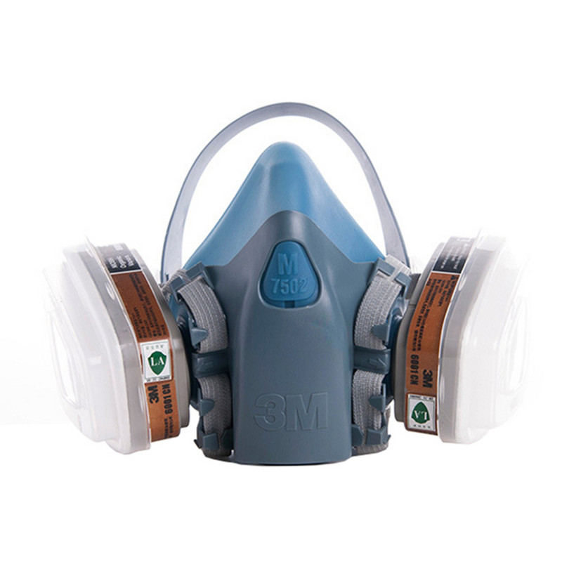 7 az 1-ben öltöny félarcú légzőkészülék 7502 Face Guard spray-festéshez, ipari PM2.5 porálló, újrahasznosítható szűrővel