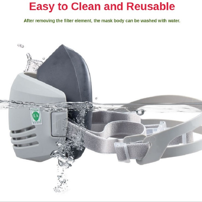 Висококачествена противопрахова маска Сиви гумени химически респиратори Половина лице Mascarilla Protectora + 1 бр. Филтър за сигурност-защита