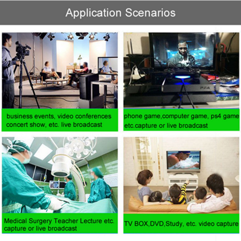 USB 2.0 vaizdo įrašymo kortelė 4K su HDMI suderinama „Video Grabber“ tiesioginio srauto dėžutės įrašymas, skirtas PS4 XBOX telefono žaidimui, DVD HD kamerai